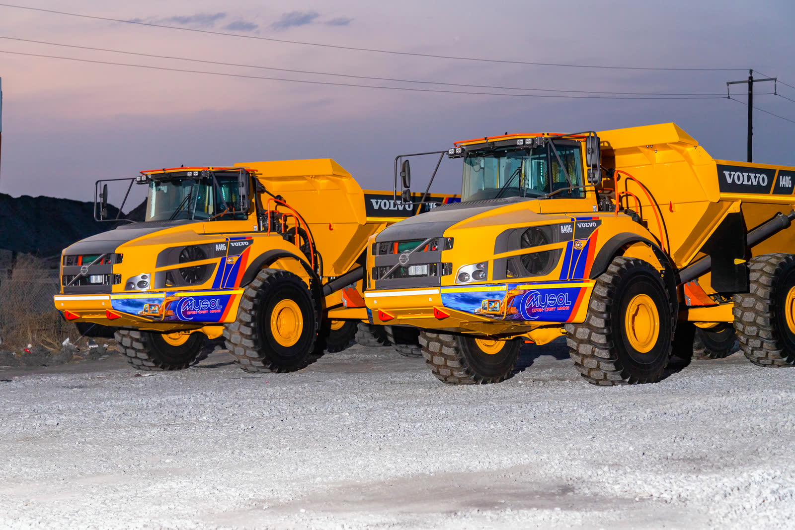Heavy mining vehicle moving chrome ore.