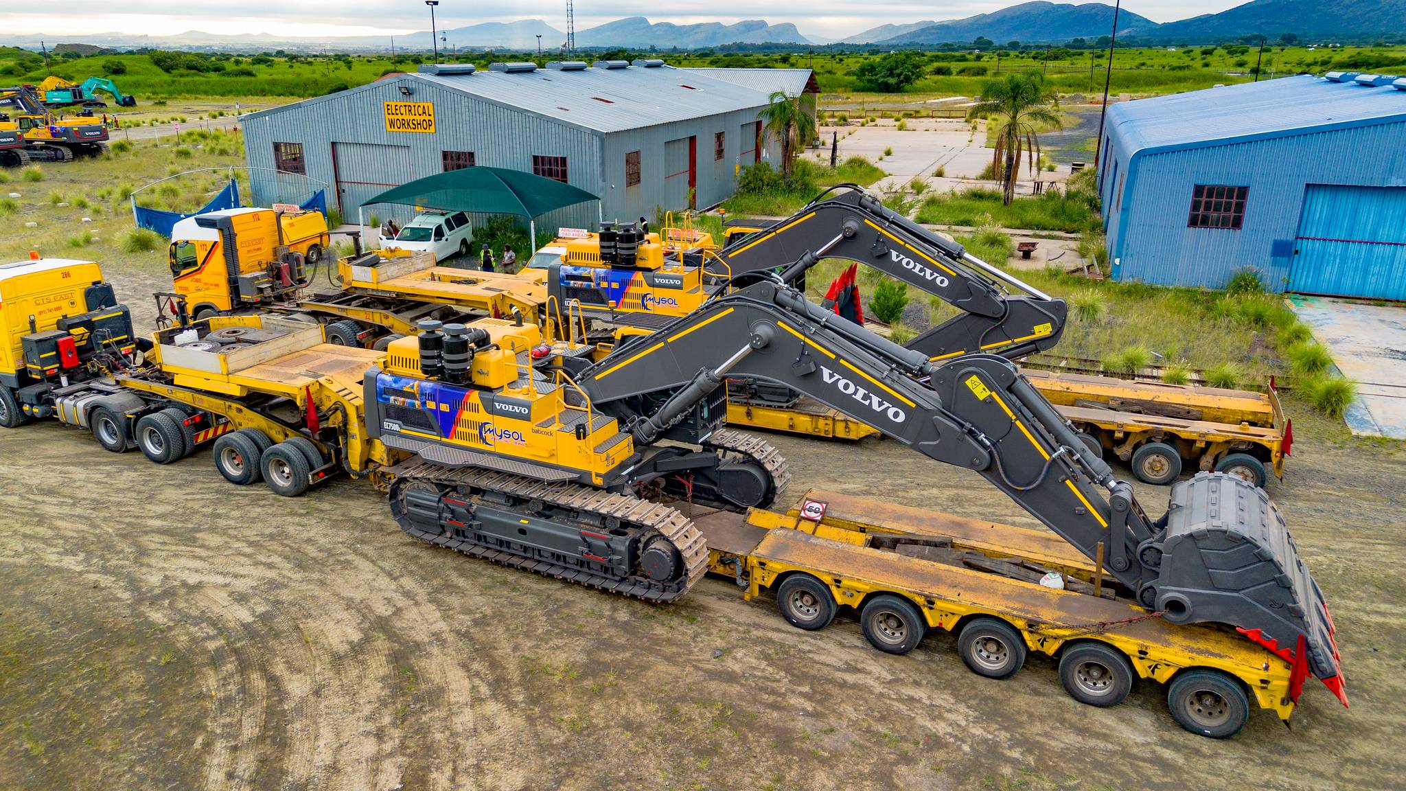 High-performance mining machines executing project tasks.